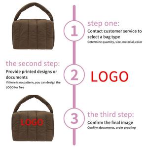 <b>Large</b> <b>Capacity</b> Custom Logo Zipper Makeup Organizer Quilted Nylon & Polyester Puffy Design <b>Cosmetic</b> Pouch for <b>Travel</b> - Product Image 2