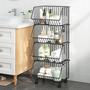 Wire <b>Basket</b> <b>Storage</b> Rack 2 Tier Removable Rectangle Standing Type With Handle For Kitchen Food Container - Product Image 4