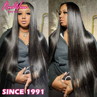 Wig Rambut Asli 40 Inch Tanpa Lem, Wig Frontal 13X6 Full HD Transparan, Wig Rambut India Alami untuk Wanita Kulit Hitam