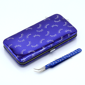 Custom Made Blue Stainless Steel Precision Serrated Tip Eyelash Extension Tweezers Wholesale <b>Cheap</b> Price Lashes Printed Matching - Product Image 4