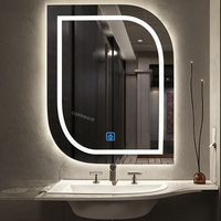 Cermin Kamar Mandi LED Persegi Panjang Modern dengan Lampu LED, Anti Kabut IP44, Sakelar Sensor Sentuh, Desain Tanpa Bingkai, Pemasangan di Dinding Pabrik