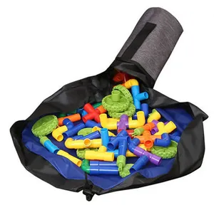 Mini cestas de almacenamiento tejidas con tapete de juego para niños, bolsa de almacenamiento Lego para juguetes, limpieza