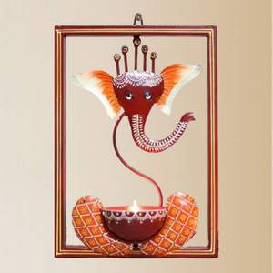 Spiritual Metal Ganesh Ji Wall <b>Hanging</b> <b>Tealight</b> Candle <b>Holder</b> for Pooja Room Diwali and Religious Home Decoration - Product Image 4
