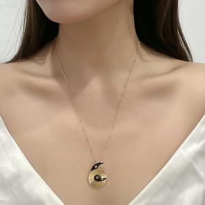 Bijoux fantaisie Coeur Pièce Pendentif Collier Relicarios Collier Noir Alliage Perle Chaîne Colliers - Product Image 1