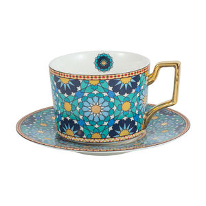 Moroccan Style Luxury Arabic Coffee <b>Cups</b> and Saucer <b>Set</b> with Gold Handel Special Ceramic Cappuccino Afternoon <b>Tea</b> <b>Cup</b> 250ml - Product Image 2