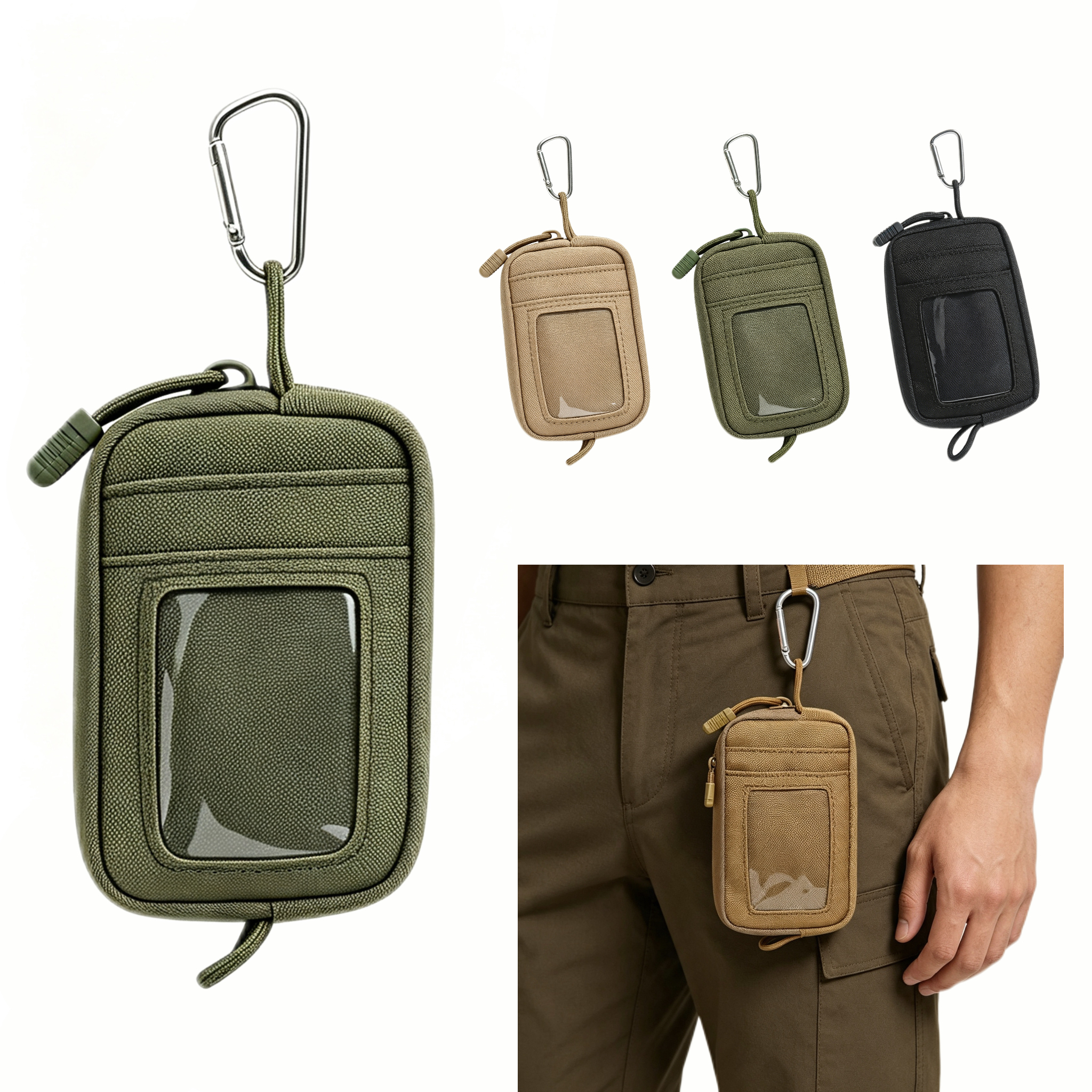 Mini Tactical Key Wallet Pouch with Carabiner