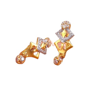 Boucles d'oreilles pendantes géométriques en or pour femmes, bijoux élégants de style diamant - Product Image 1