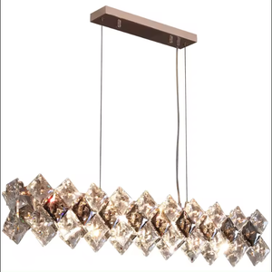 Moderno rectángulo Led colgante luz Hotel gris cristal redondo araña para sala de estar - Product Image 5