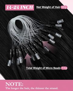 Extensions de cheveux indiens Remy double drawn, ondulés, à micro-anneaux, 18 pouces, 50g, compatibles permanente, pour usage quotidien - Product Image 3