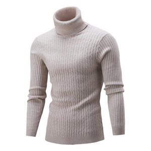 I-0773 Suéter <span class=keywords><strong>de</strong></span> <span class=keywords><strong>Cuello</strong></span> <span class=keywords><strong>Alto</strong></span> <span class=keywords><strong>de</strong></span> Punto Trenzado para <span class=keywords><strong>Hombre</strong></span>, Estilo Slim, Color Sólido, Moda Nueva, Suéter Casual para <span class=keywords><strong>Hombre</strong></span> - Product Image 3