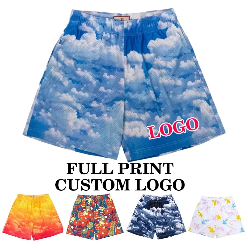 Модные летние роскошные дизайнерские шорты на заказ спортивные сетчатые шорты 5 дюймов сублимационные баскетбольные мужские шорты
