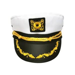 Üreticileri captainhat uzun vadeli toptan satış klasik beyaz kaptan şapka yat donanma şapka