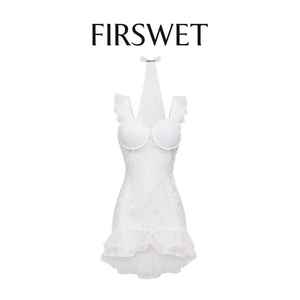 Robe de nuit sirène élégante pour <span class=keywords><strong>femme</strong></span>, collection 2026, nuisette en dentelle transparente avec soutien-gorge à armatures, corsage rembourré et voile assorti - Product Image 2