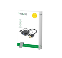 Adaptador VegGieg HDMI a VGA 1080P HD con Salida de Audio, Cable de Audio y Cable de Alimentación, Plug and Play para Laptop, Monitor y Proyector