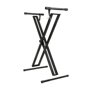 -Q-2XC-2 Heavy-Duty Double-X Pre-Assembled Infinitely Adjustable Piano Keyboard Stand With Locking Straps