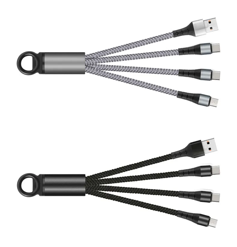 14cm Nylon Braided 3 in 1 USB Cable Charging Cable