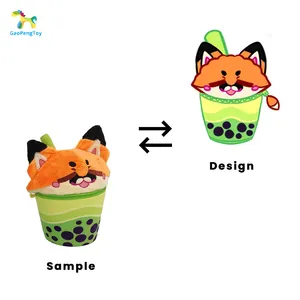 CE ASTM CPSIA EN71 CPC Tested Promotional Custom Furry Boba Cup Tea Plush Bag Fox Custom Stuffed Animals