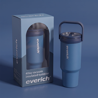 Nouvel Arrivage – Gobelet Isotherme de Voyage Mignon en Acier Inoxydable 304 à Double Paroi, Sans BPA, 40 oz, avec Paille et Poignée