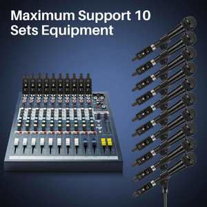 ระบบรับและส่งสัญญาณไร้สาย UHF ไมโครโฟนไร้สายแบบพกพา <span class=keywords><strong>XLR</strong></span> 10ช่องโลหะ - Product Image 2
