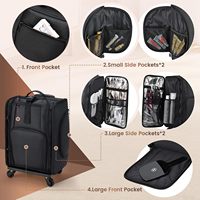 Valise de Maquillage Professionnelle Pliable à Roulettes en Tissu Oxford Grande Capacité avec Compartiment Extensible Zippé pour Technicien(ne) Ongulaire et Coiffeur(se)
