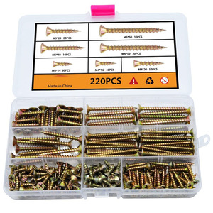 Tapping Screws Set 220Pcs Metric Zinc Plated Cross Countersunk Head For Metal Fastening - Product Image 1