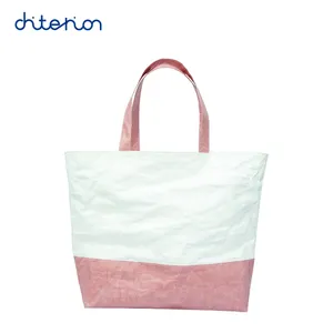 Chiterion kontrast renk özelleştirilmiş Tyvek kağıt moda Tote yeniden kullanılabilir su geçirmez büyük kapasiteli alışveriş çantası