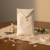 Nouvelle conception, sac à bijoux et cosmétiques en coton et lin recyclable avec fermeture à bouton, pochette d'emballage personnalisée avec logo