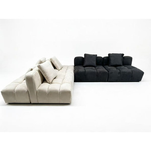 Ensemble de tissus modulaires en forme d'arc, style italien, motif pixelisé, texture crémeuse, configuration libre, pour grand salon décontracté - Product Image 3