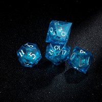 Dés à six faces en résine bleue à noyau liquide et bords tranchants, lot de 7 pièces pour D&D et jeux de rôle sur table
