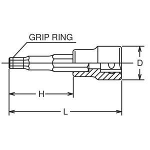 KOKEN - 3015M-100-4 Zócalo de broca hexagonal de 3/8 ''con anillo de agarre-EAN 4991644037094 HAND SOCKETS 3/8" - Product Image 2