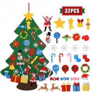 New DIY 3D Felt Christmas <b>Tree</b> Set with <b>LED</b> String <b>Lights</b> Wall Hanging Kids Gift for Christmas <b>Tree</b> Decoration - Product Image 4