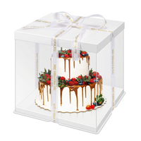 Boîte cadeau transparente personnalisée 12x12x12 8 pouces en plastique PET transparent, haute, carrée, avec parois latérales, pour présentation de gâteaux