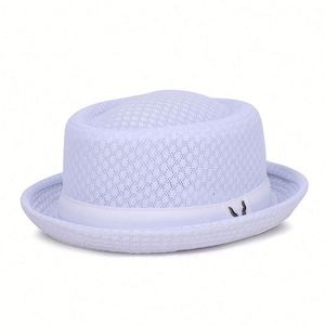 Chapeau d'été britannique en maille respirante pour homme, visière plate en paille pliable, style Pork Pie, idéal pour les voyages - Vente en gros - Product Image 6
