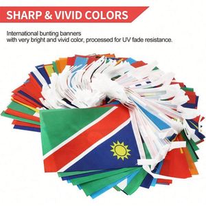 Vente en gros de drapeaux en guirlande bleus, blancs et verts de l'Ouzbékistan en polyester pour la décoration nationale - Product Image 6