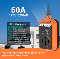 Protecteur de surtension intelligent Tuya WiFi RV-08 50A 125V 6250W pour camping-car, 20000 Joules, analyseur de circuit électrique avec couvercle