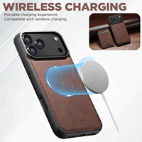 Coque de téléphone SUTENI pour iPhone 18 ProMax avec chargement sans fil, support magnétique pour cartes, texture litchi, simili cuir, compatible 17 16Plus 15 14 13