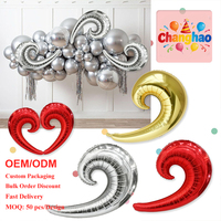 Nouveau ballon en aluminium en forme de cœur en spirale en S, ballon incurvé en forme de cœur, ballon en aluminium romantique pour la Saint-Valentin, décoration de fête de mariage