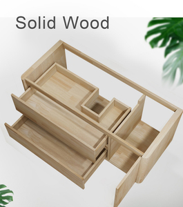 Mobile da <span class=keywords><strong>Bagno</strong></span> Moderno Stile Nordico <span class=keywords><strong>con</strong></span> Angoli Arrotondati, Montaggio a Parete, in Legno Massello, Doppio Cassetto e <span class=keywords><strong>Specchio</strong></span> - Product Image 6