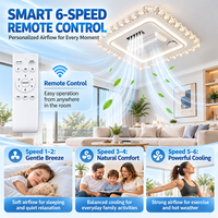 Ventilateur de plafond sans pales moderne avec lumière et haut-parleur hors ligne, télécommande, 140W*2, six vitesses, ventilateur de plafond à un seul rotor avec lumière