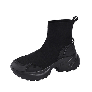Botines de Punto Elástico para Mujer, Botines de Moda Casual con <span class=keywords><strong>Plataforma</strong></span> de PU Gruesa Antideslizante de 7 cm, Botines Cálidos y Cómodos - Product Image 6