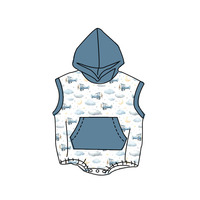 Barboteuse personnalisée sans manches à capuche pour bébés garçons, motif dessin animé, collection printemps