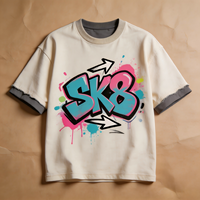 T-shirt Streetwear Homme Oversize Rétro Personnalisé en Coton Lourd 100% Écologique à Séchage Rapide, Impression DTG OEM ODM