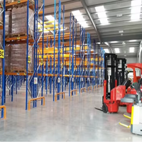 Étagères industrielles multifonctionnelles à 3 niveaux en métal orange et bleu de ZheJiang Guci, rayonnage de stockage lourd pour entrepôt
