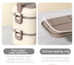 קופסת אוכל מנירוסטה עם תאים, עמידה בפני דליפות ומתאימה למיקרוגל, לעובדי משרד וסטודנטים - Product Image 3