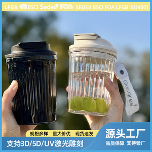 Hao Cai Portable Plastic Cup With Flip Lid Leak Proof Coffee Mug For Home Office Gift Use - Product Image 5