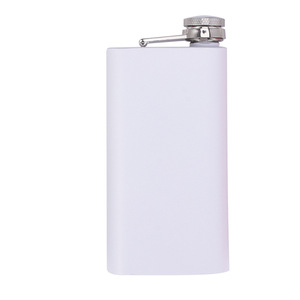 Fiaschi da whisky con Logo personalizzato bianco in acciaio inossidabile a prova di perdite con tappo in metallo a perdifiato per tasca da campeggio - Product Image 5