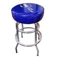 Tabourets de bar pivotants modernes en chrome, sans dossier, avec double anneau métallique, chaise haute de comptoir pour restaurant et bar, vente en gros