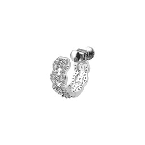 Clip-on <b>Earrings</b> Geometric Micro Insert Zircon Full Diamond Hollowed Out Unisex Everyday Wear Screw Back - Product Image 5