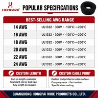 Fil chauffant haute température HONGPAI UL1332 26AWG, isolé FEP, cuivre étamé, 300V, résistant aux acides/aux huiles, RoHS UL758 UL1581, usine OEM