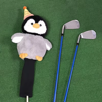 Nouvel Arrivage : Housses de Tête de Club de Golf en Peluche Pingouin, Douces et Rembourrées, Gris et Noir, Thème Anniversaire Festif, Accessoires de Golf